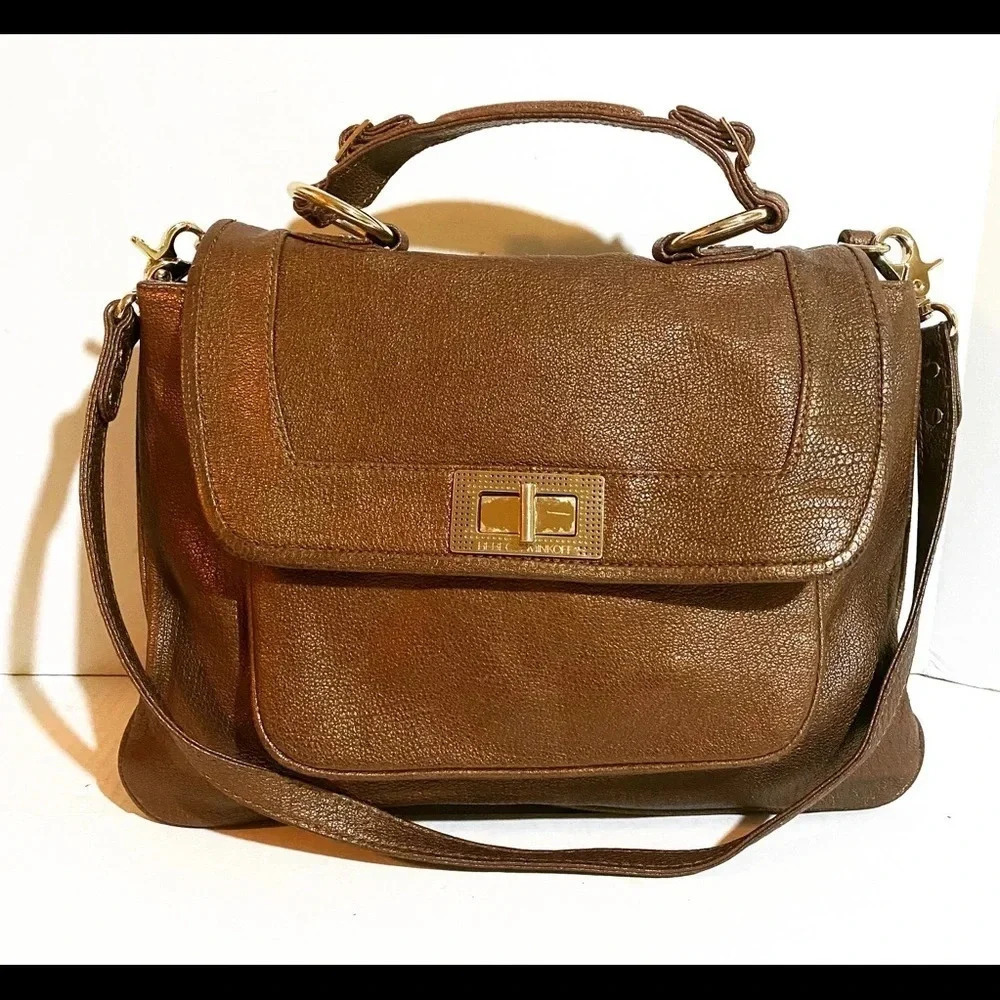 Rebecca Minkoff bronze leather shoulder handbag